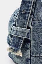 Bags End Denim Frayed Cross-body Bag