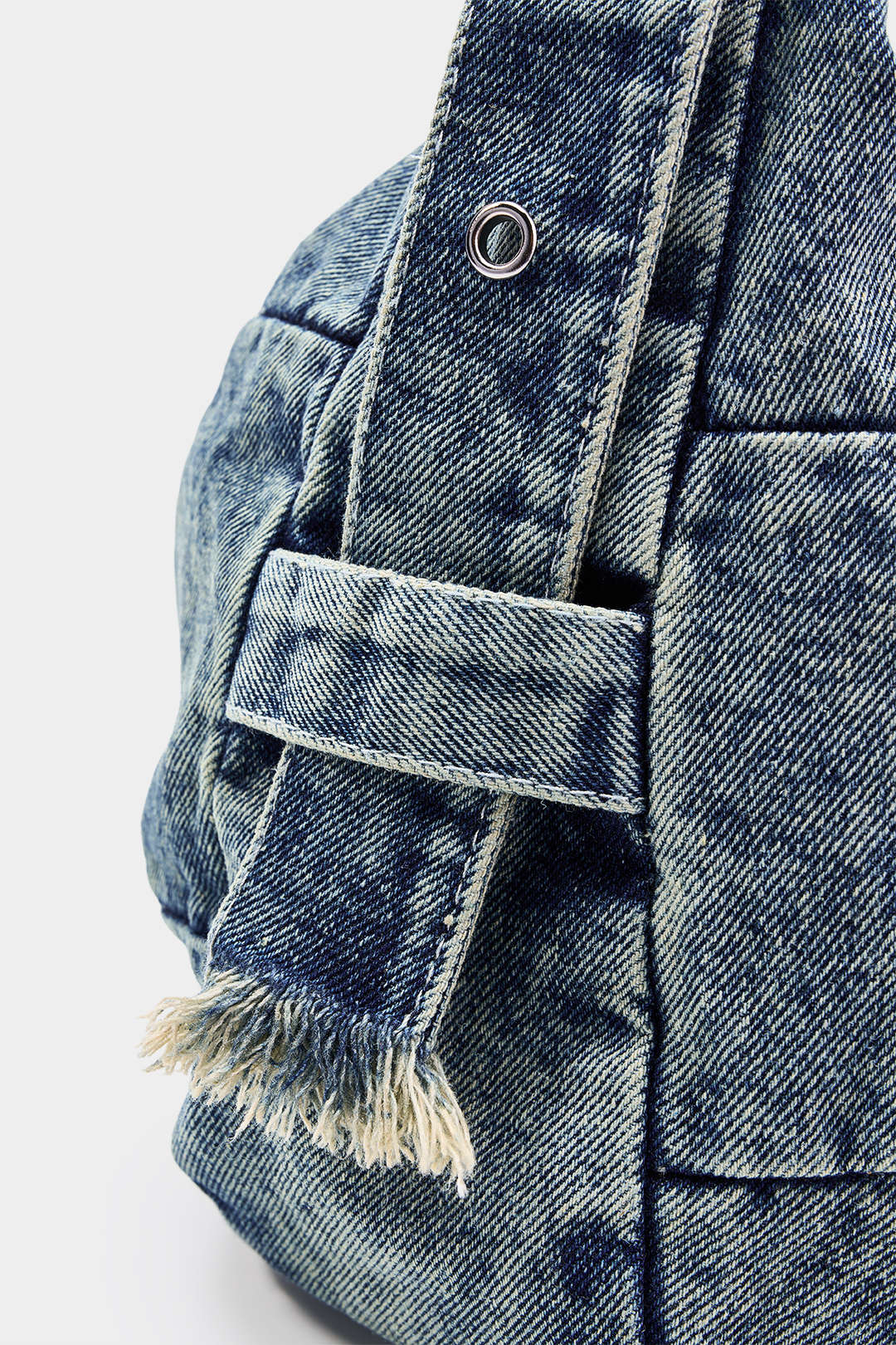 Bags End Denim Frayed Cross-body Bag