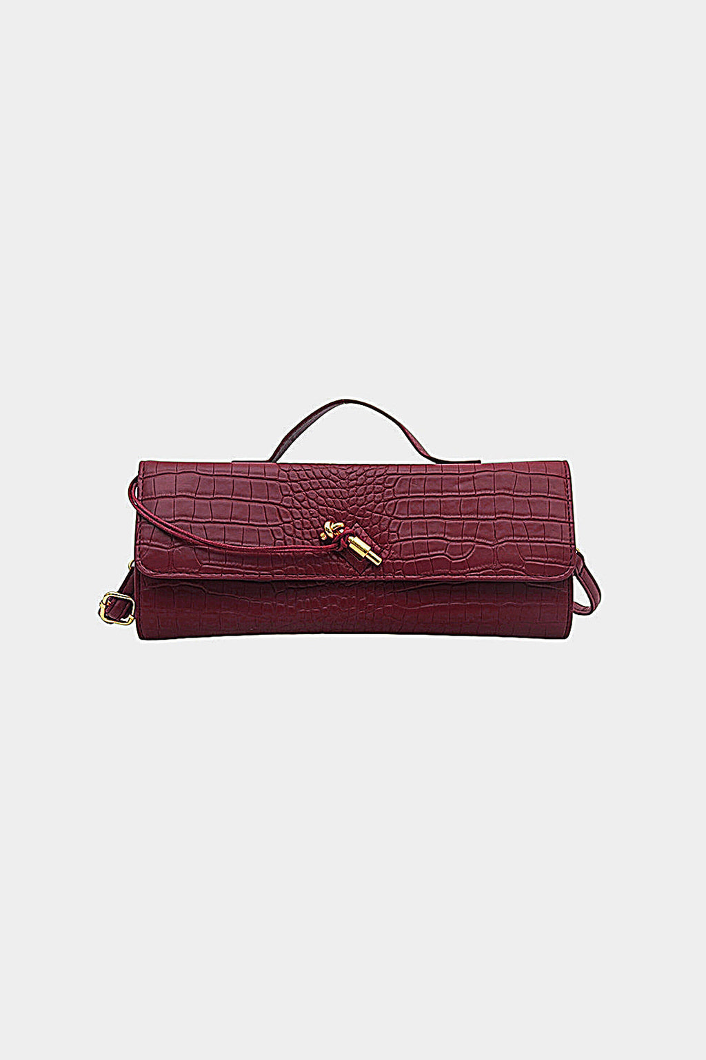 Bags End Crocodile Pattern Metallic Lock Clutch Bag