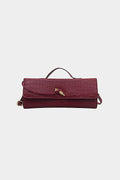 Bags End Crocodile Pattern Metallic Lock Clutch Bag