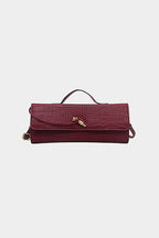 Bags End Crocodile Pattern Metallic Lock Clutch Bag