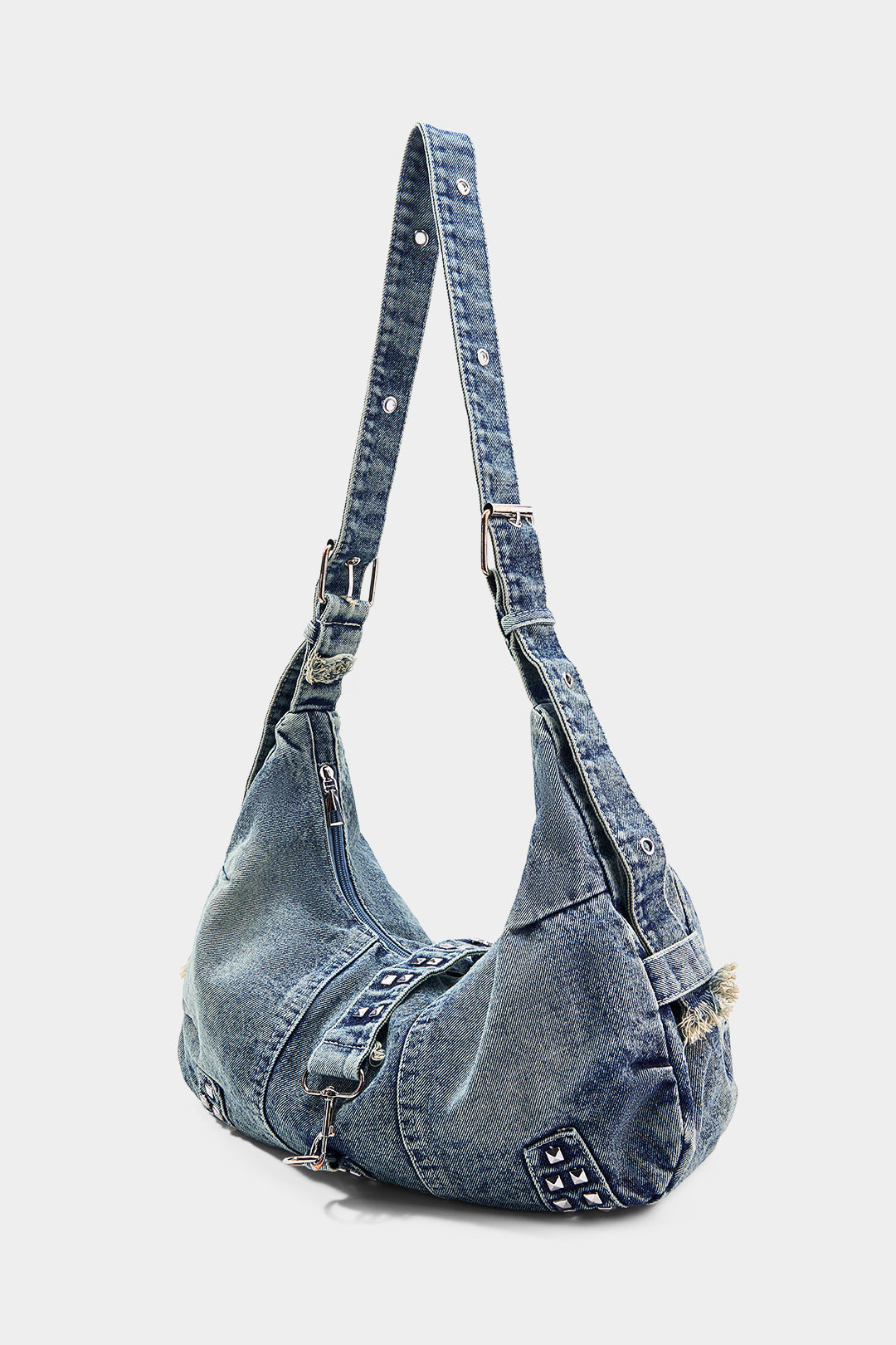 Bags End Denim Frayed Cross-body Bag