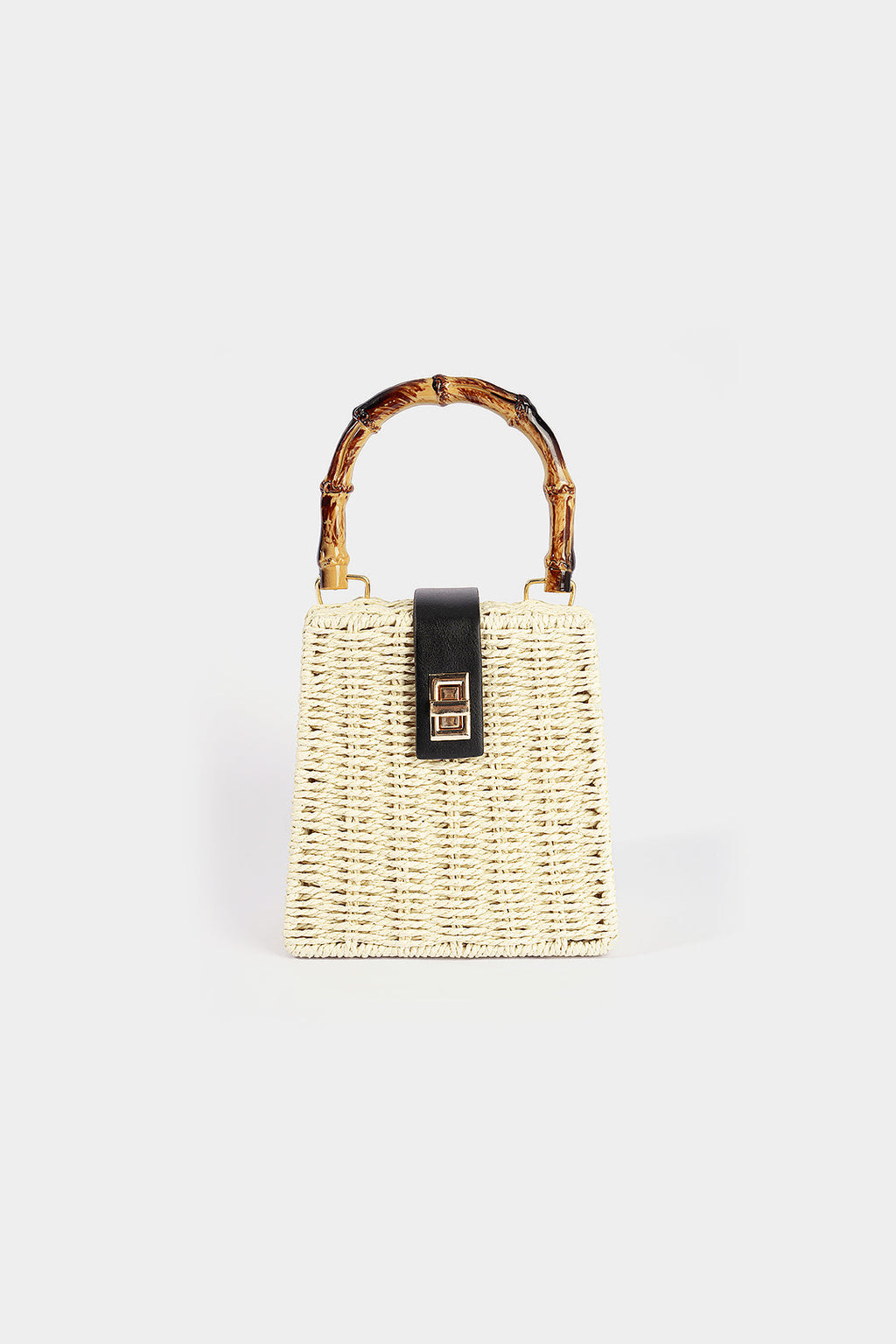 Bags End Beige Woven Square Tote Bag