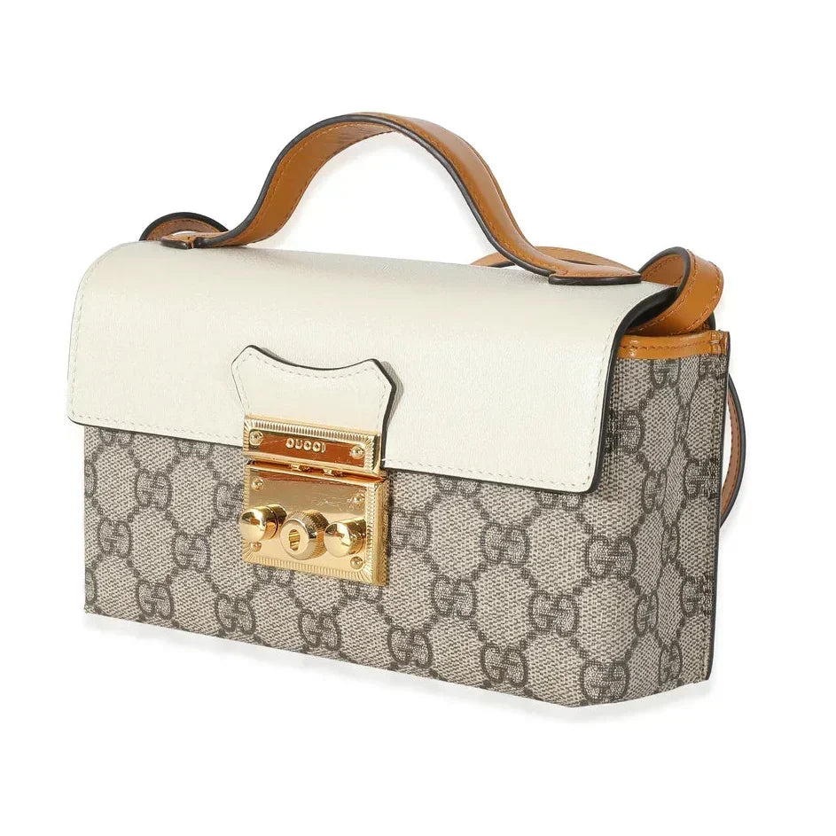Gucci GG Supreme Padlock Mini Top Handle Bag – Beige