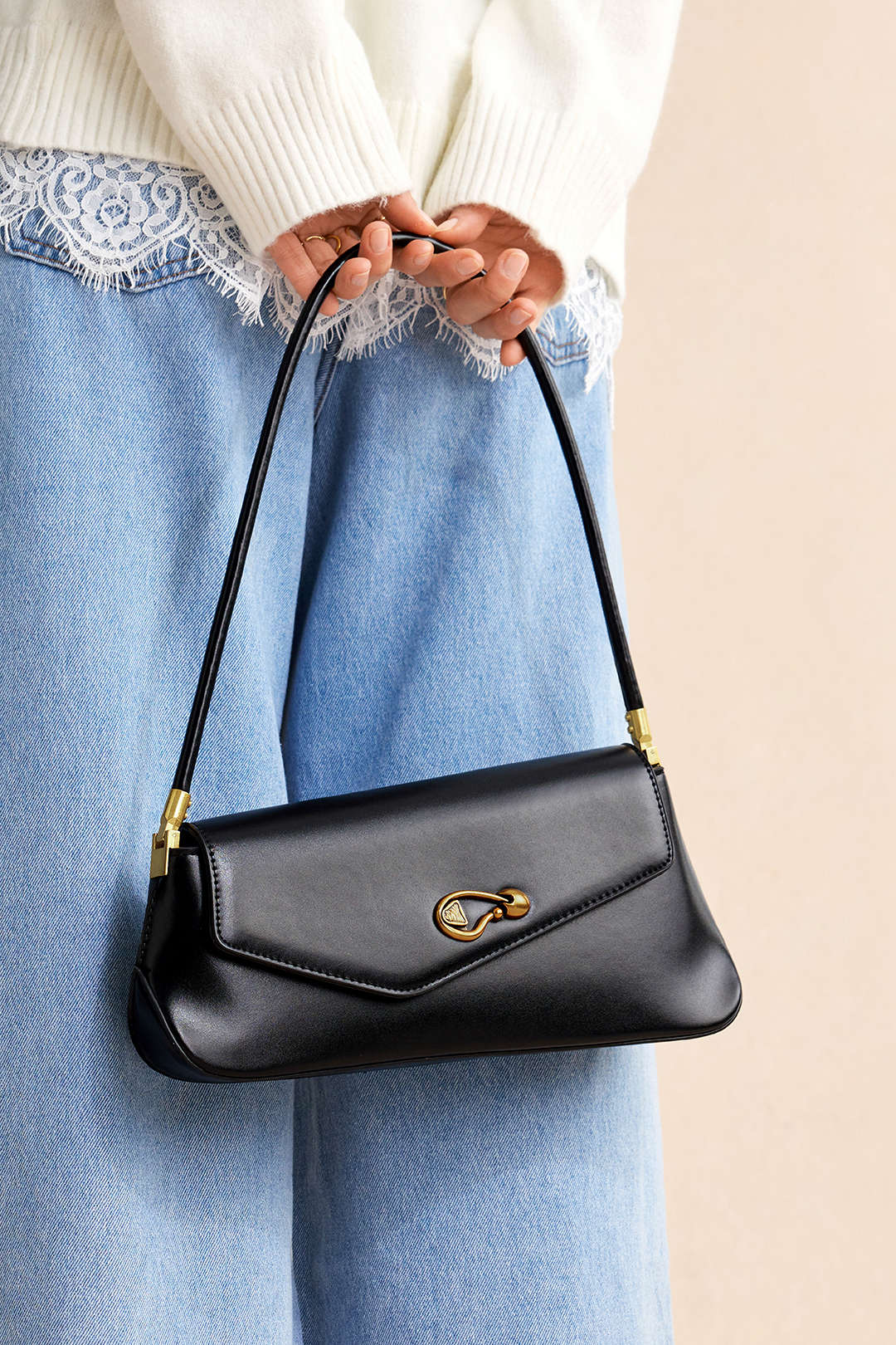 Bags End Faux Leather Asymmetrical Shoulder Bag