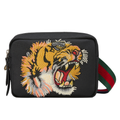 Gucci Black Tiger Nylon Messenger Bag - Black in Black - front view showing the bag's shape, finish and visible design details.