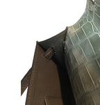 Hermès Kelly Cut Gris Tourterelle Porosus Crocodile GHW