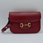 Gucci 1955 Horsebit Leather Shoulder Bag - Red in Red - detail view 4 showing the bag's shape, finish and visible design details.