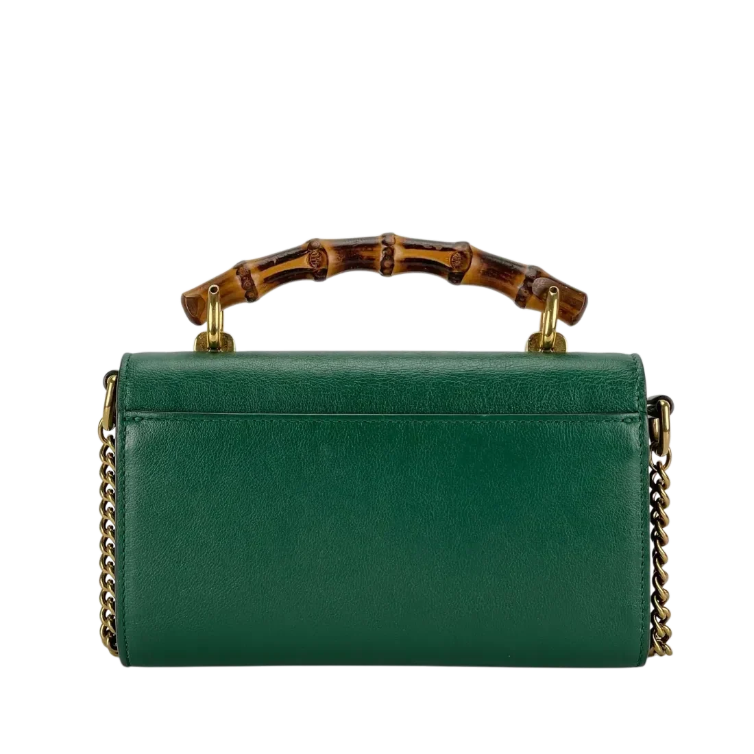 Gucci Diana Mini Top Handle Crossbody Bag - Green in Green - side view showing the bag's shape, finish and visible design details.