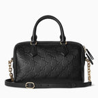 Gucci GG Emblem Small Boston Top Handle Bag – Black