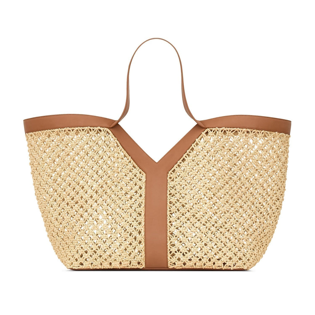 Gucci Raffia Y Tote Bag – Beige