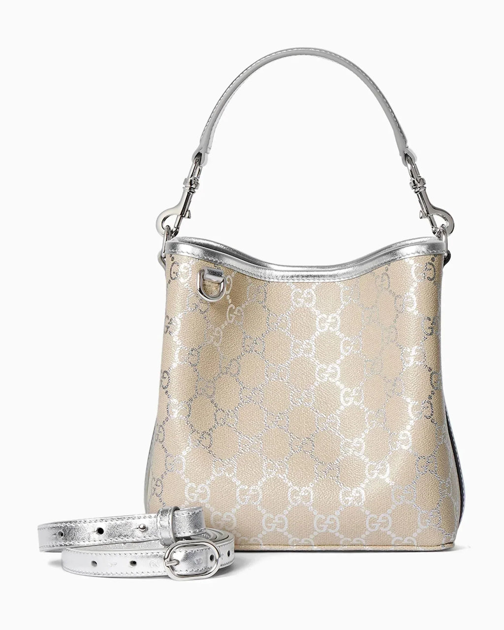 Gucci GG Supreme Monogram Emblem Leather Shoulder Bag – Beige