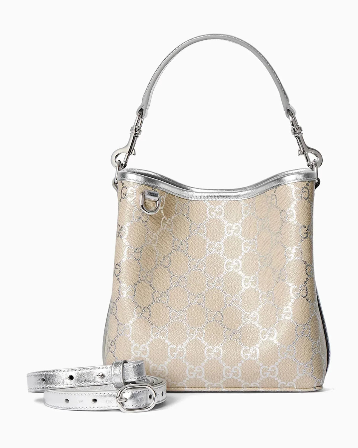 Gucci GG Supreme Monogram Emblem Leather Shoulder Bag – Beige