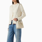 Gucci GG Supreme Monogram Emblem Leather Shoulder Bag – Beige