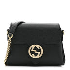 Gucci Dollar Interlocking Chain Bag - Black in Black - front view showing the bag's shape, finish and visible design details.