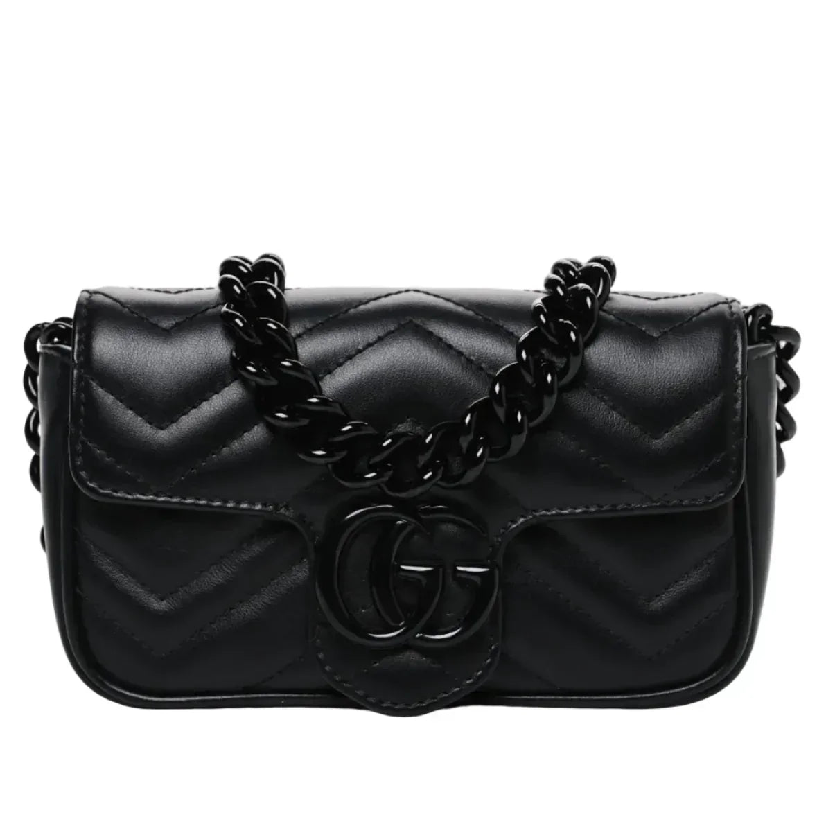 Gucci GG Marmont Leather Chain Belt Bag – Black