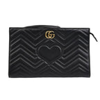 Gucci GG Marmont Matelassé Chevron Heart Clutch Bag – Black