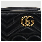 Gucci GG Marmont Matelassé Chevron Heart Clutch Bag – Black