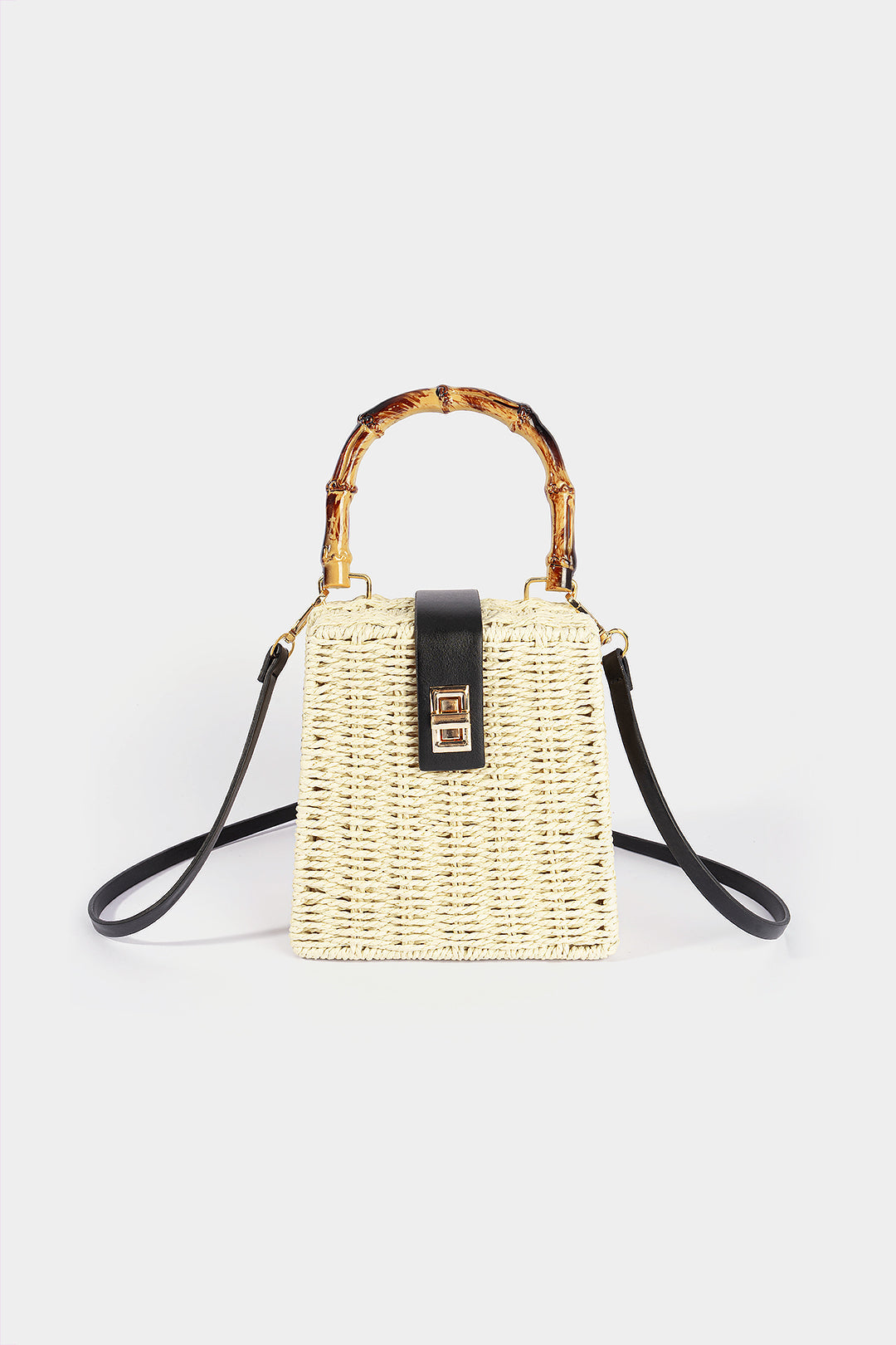 Bags End Beige Woven Square Tote Bag
