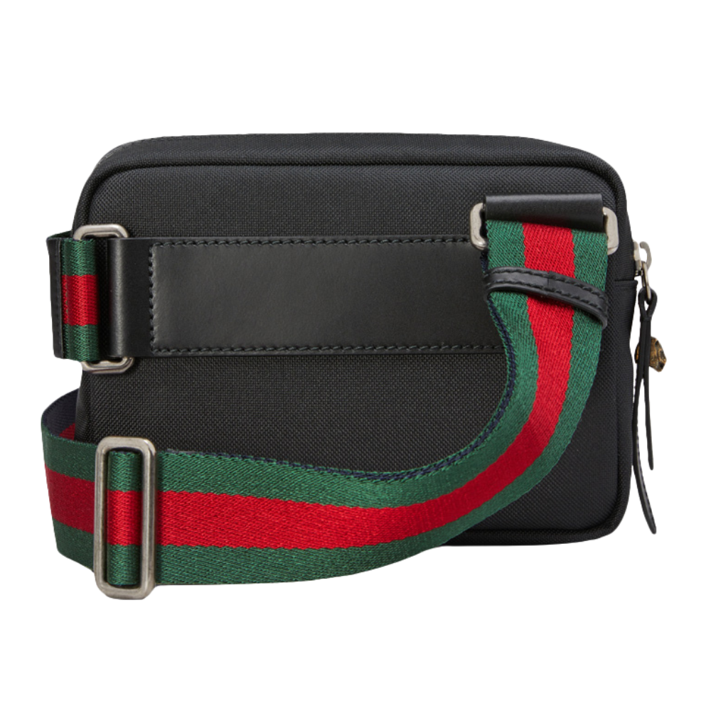 Gucci Black Tiger Nylon Messenger Bag - Black in Black - detail view 6 showing the bag's shape, finish and visible design details.