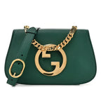 Gucci Blondie Small Shoulder Bag - Green in Green - front view showing the bag's shape, finish and visible design details.