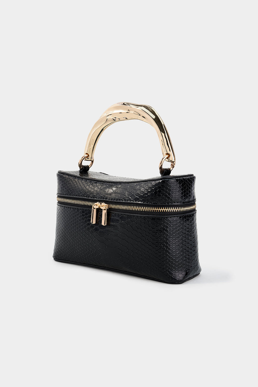 Bags End Leather Metallic Irregular Zipper Tote Bag