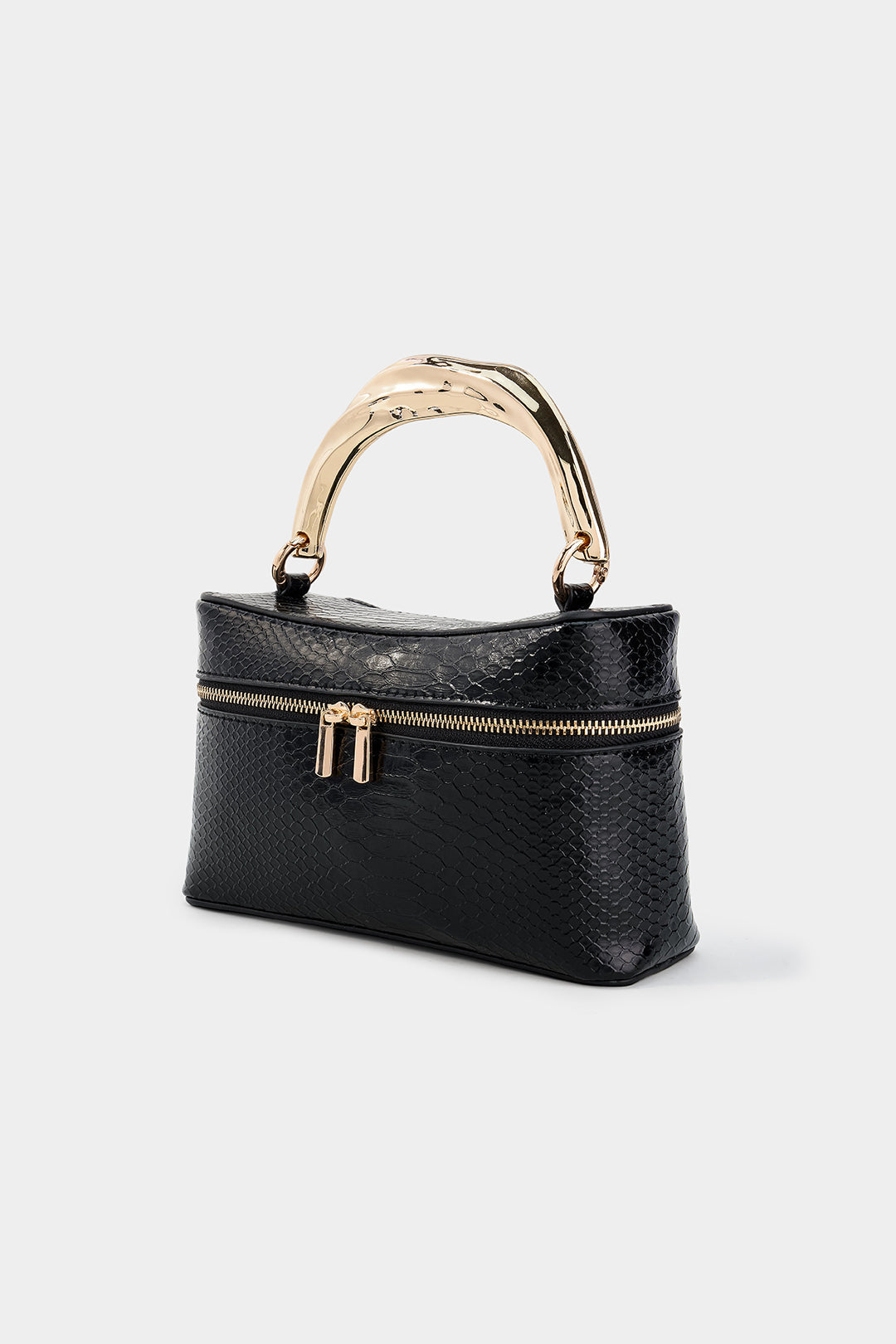 Bags End Leather Metallic Irregular Zipper Tote Bag
