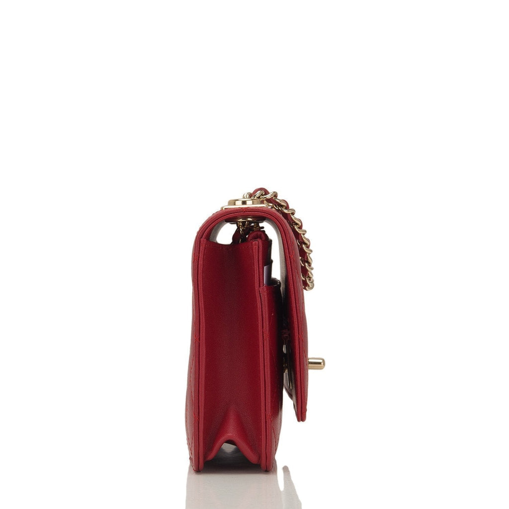 Chanel Red Quilted Lambskin Trendy CC Wallet On Chain (WOC)