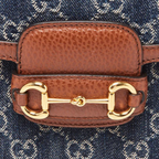 Gucci Blue GG Denim Horsebit 1955 Mini Crossbody Bag - Blue in Blue - rear view showing the bag's shape, finish and visible design details.