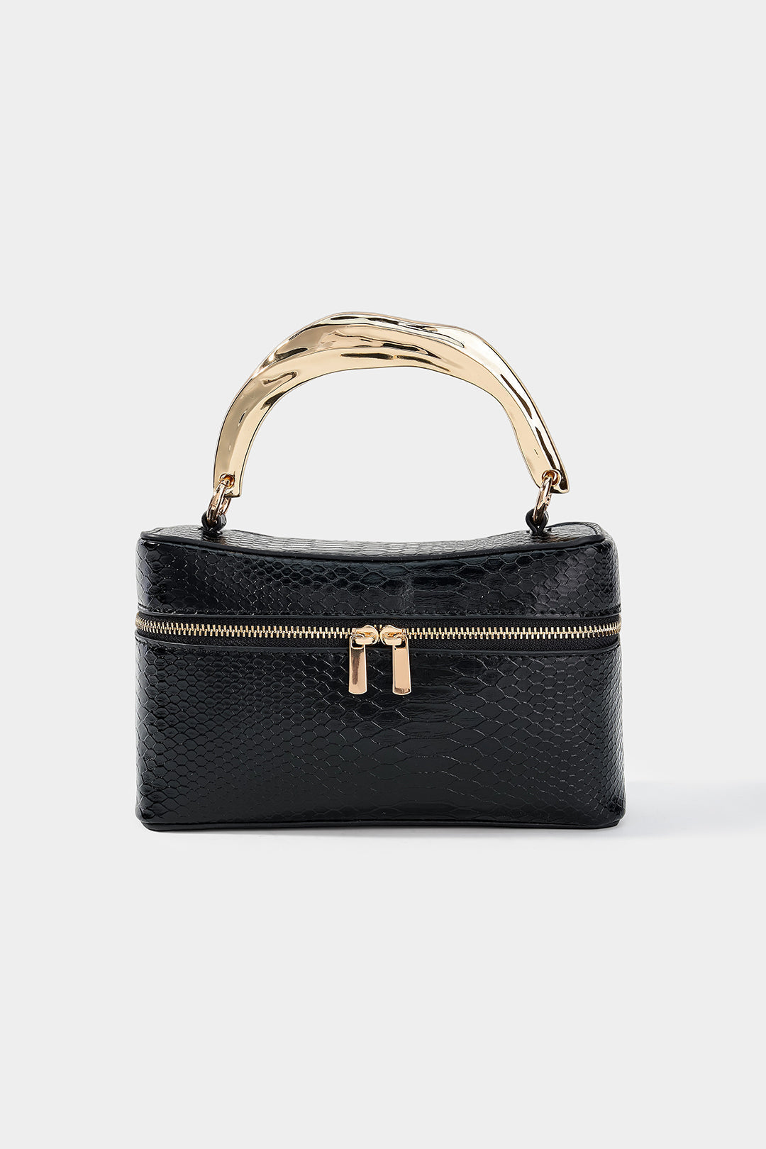 Bags End Leather Metallic Irregular Zipper Tote Bag