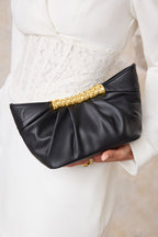Bags End Metal Ruched Clutch Bag