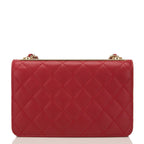 Chanel Red Quilted Lambskin Trendy CC Wallet On Chain (WOC)