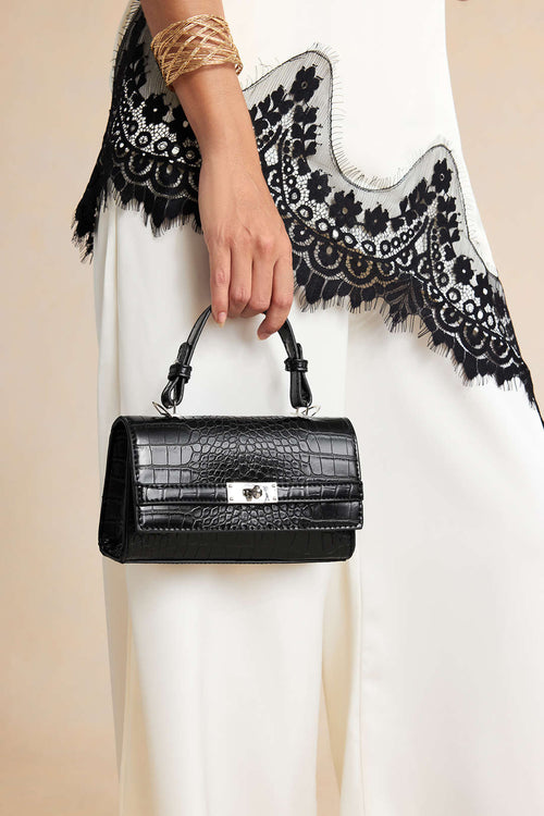 Bags End Black Faux Leather Tote Bag