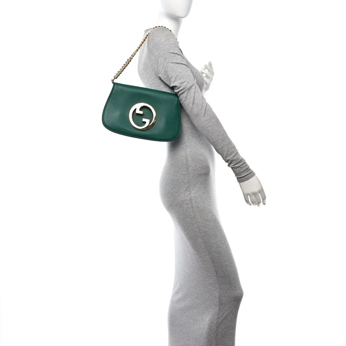 Gucci Blondie Small Shoulder Bag - Green in Green - detail view 8 showing the bag's shape, finish and visible design details.