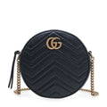 Gucci Azalea Marmont Round Mini Shoulder Bag - Black in Black - front view showing the bag's shape, finish and visible design details.