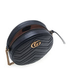Gucci Azalea Marmont Round Mini Shoulder Bag - Black in Black - rear view showing the bag's shape, finish and visible design details.
