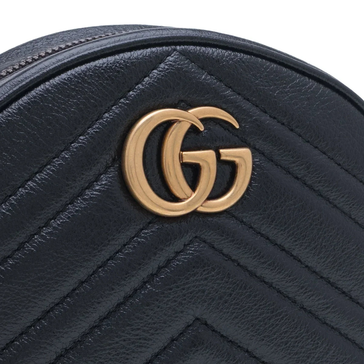 Gucci Azalea Marmont Round Mini Shoulder Bag - Black in Black - detail view 4 showing the bag's shape, finish and visible design details.