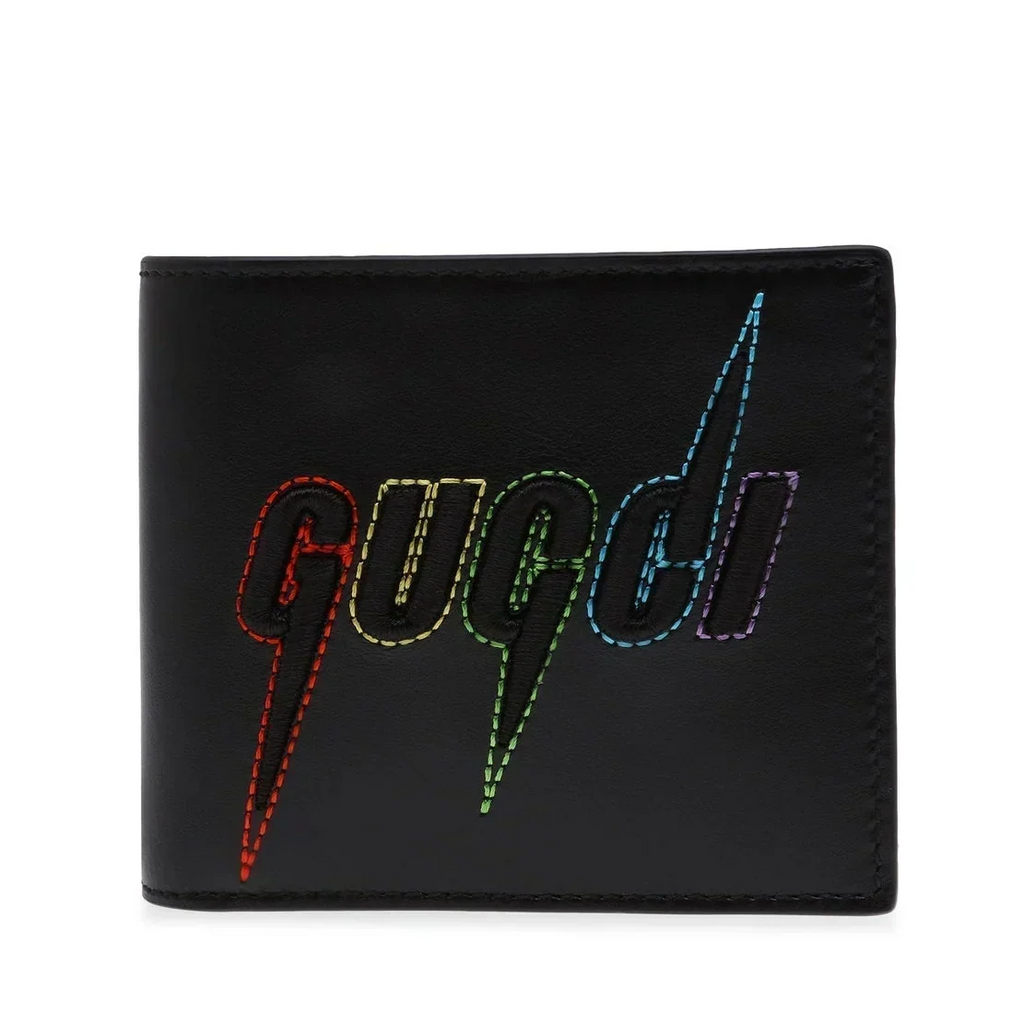 Gucci Blade Embroidery Leather Wallet - Black in Black - front view showing the bag's shape, finish and visible design details.