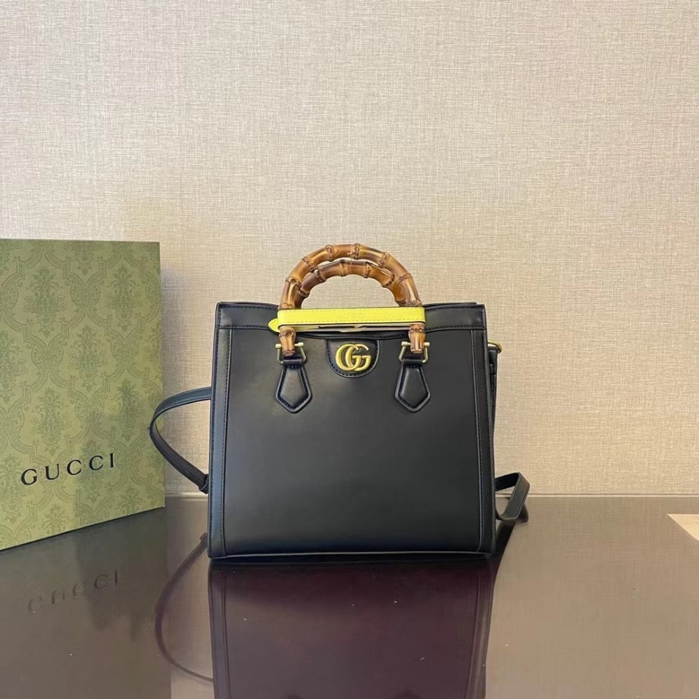 Gucci Diana Medium Tote Bag - Black in Black - detail view 9 showing the bag's shape, finish and visible design details.