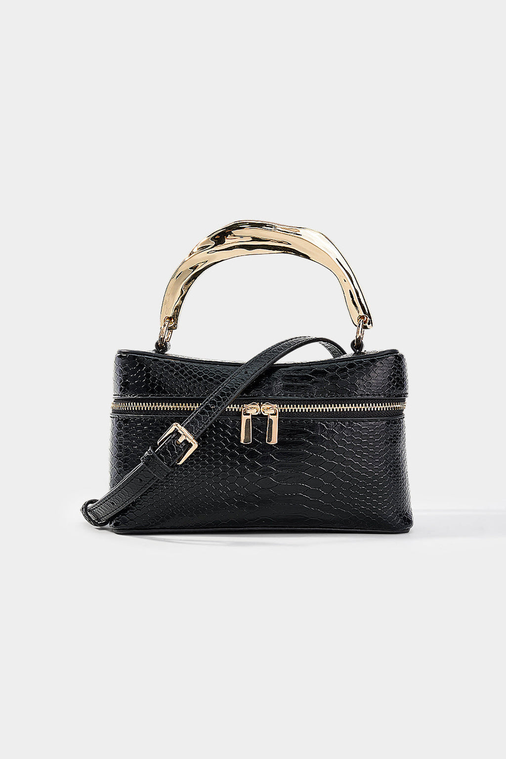 Bags End Leather Metallic Irregular Zipper Tote Bag