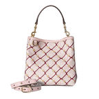 Gucci Emblem Small Bucket Bag - Pink in Pink - front view showing the bag's shape, material finish and visible design details.
