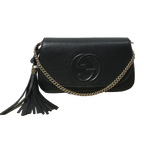 Gucci Pebbled Calfskin Soho Medium Flap Bag – Black