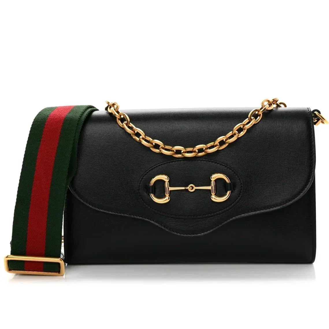 Gucci Azalea Horsebit 1955 Small Crossbody Bag - Black in Black - front view showing the bag's shape, finish and visible design details.