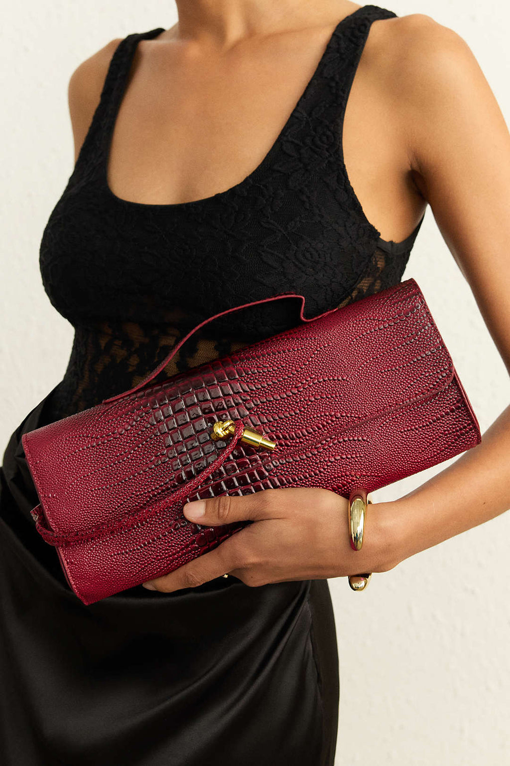 Bags End Crocodile Skin Pattern Faux Leather Clutch Bag