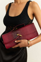 Bags End Crocodile Skin Pattern Faux Leather Clutch Bag