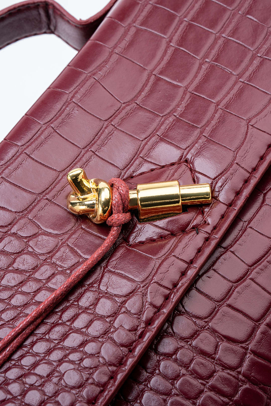 Bags End Crocodile Pattern Metallic Lock Clutch Bag