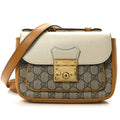 Gucci GG Supreme Padlock Front Pocket Flap Shoulder Bag – Beige