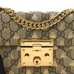 Gucci Bees Padlock Small Shoulder Bag - Beige in Beige - detail view 4 showing the bag's shape, finish and visible design details.