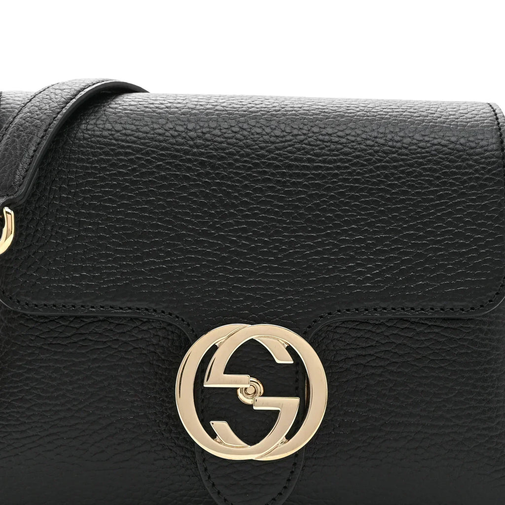 Gucci Dollar Interlocking Chain Bag - Black in Black - detail view 5 showing the bag's shape, finish and visible design details.