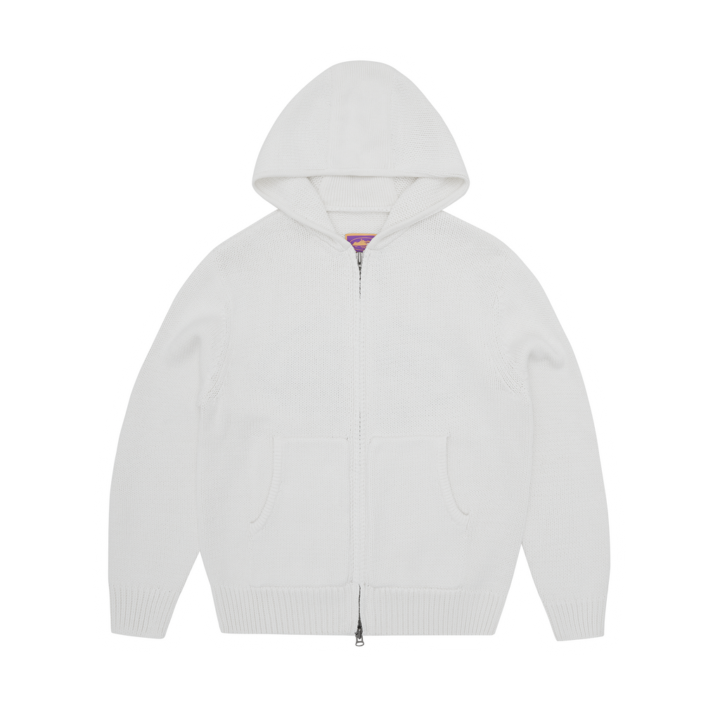 Corteiz Alcatraz Heavy Knit Zip Hoodie - Natural
